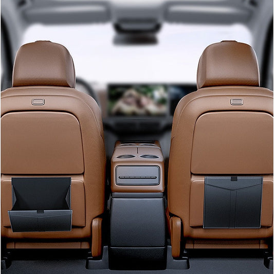 Enhance Car Cleanliness and Style with the Premium Foldable Leather Trash Bag with Magnetic Closure and Hooks