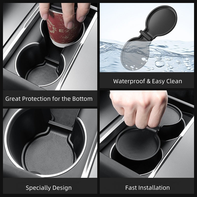 Anti-slip Cup Holder Coaster for Center Console and Rear Seat, Tesla New Model Y/3, TPU