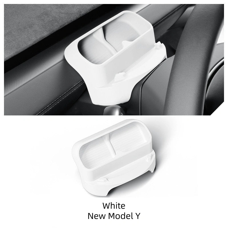 White car organizer tray with 'White New Model Y' text below.