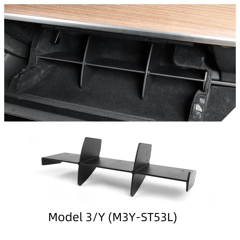 Partition Board Organizer of Glove Compartment for Tesla Model 3/Y, ABS, Black