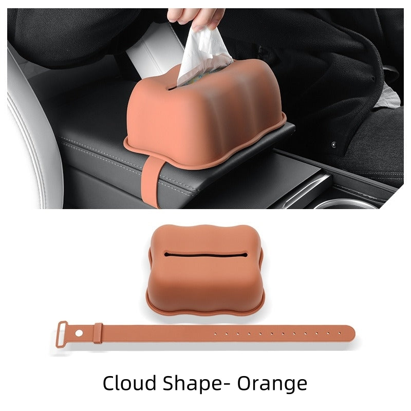 Waterproof Tissue Box Holder with Strap for Tesla Model 3/Y/X/S, Silicone