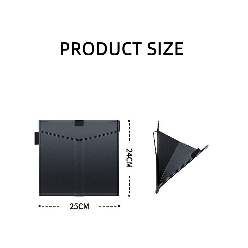 Foldable Trash Bag with Magnetic Closure and Hooks for Car, Leather