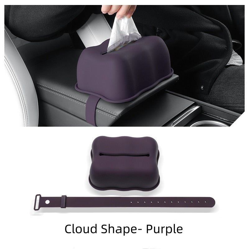 Waterproof Tissue Box Holder with Strap for Tesla Model 3/Y/X/S, Silicone