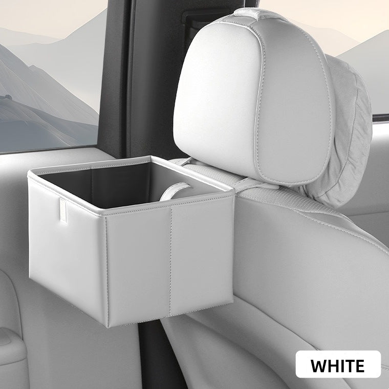 Foldable Trash Box Organizer with Strap for Car, Leather