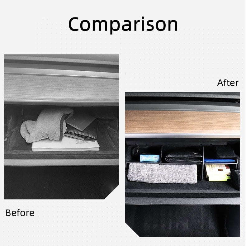 Partition Board Organizer of Glove Compartment for Tesla Model 3/Y, ABS, Black