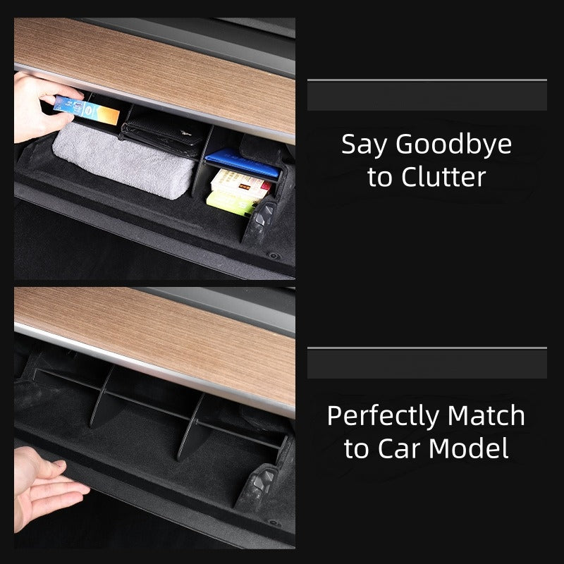 Partition Board Organizer of Glove Compartment for Tesla Model 3/Y, ABS, Black