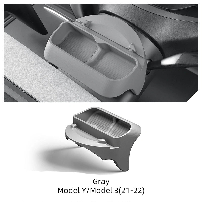 Gray car storage box with Model Y/Model 3(21-22) text below