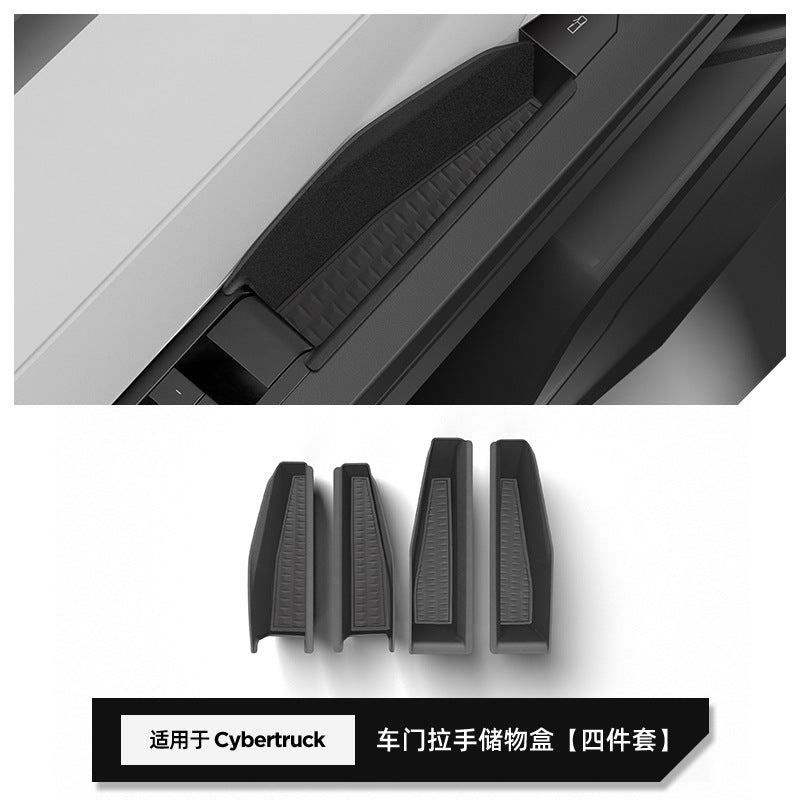 Storage Cover of Vehicle Door Pockets for Tesla Cybertruck, ABS & Silicone, 4pcs