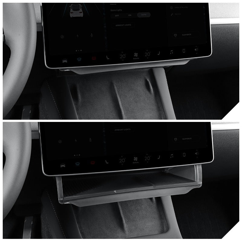 Center Console Screen Storage Box for Tesla Model Y and Model 3, ABS & Silicone