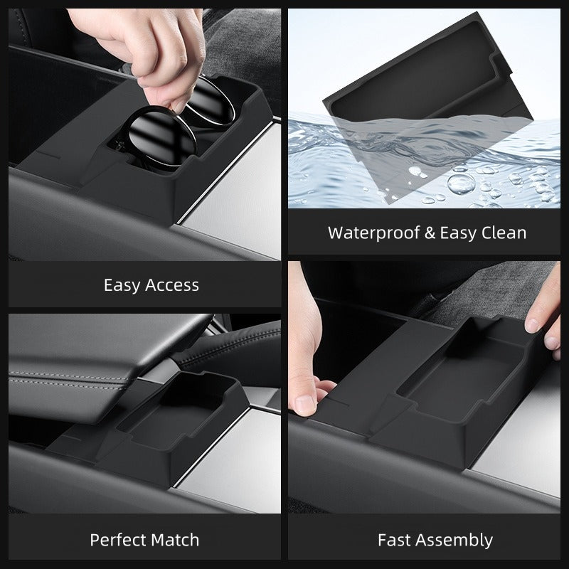 Vehicle Center Console Storage Tray for Tesla Model3/Y, Silicone