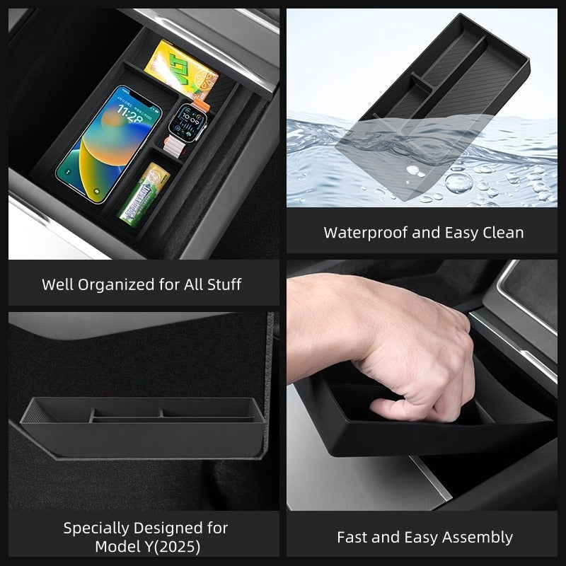 Vehicle Center Console Organizer Tray for Tesla Model Y 2025, Silicone