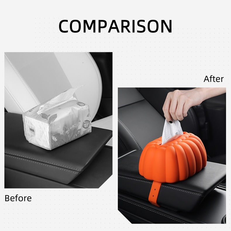 Waterproof Tissue Box Holder with Strap for Tesla Model 3/Y/X/S, Silicone