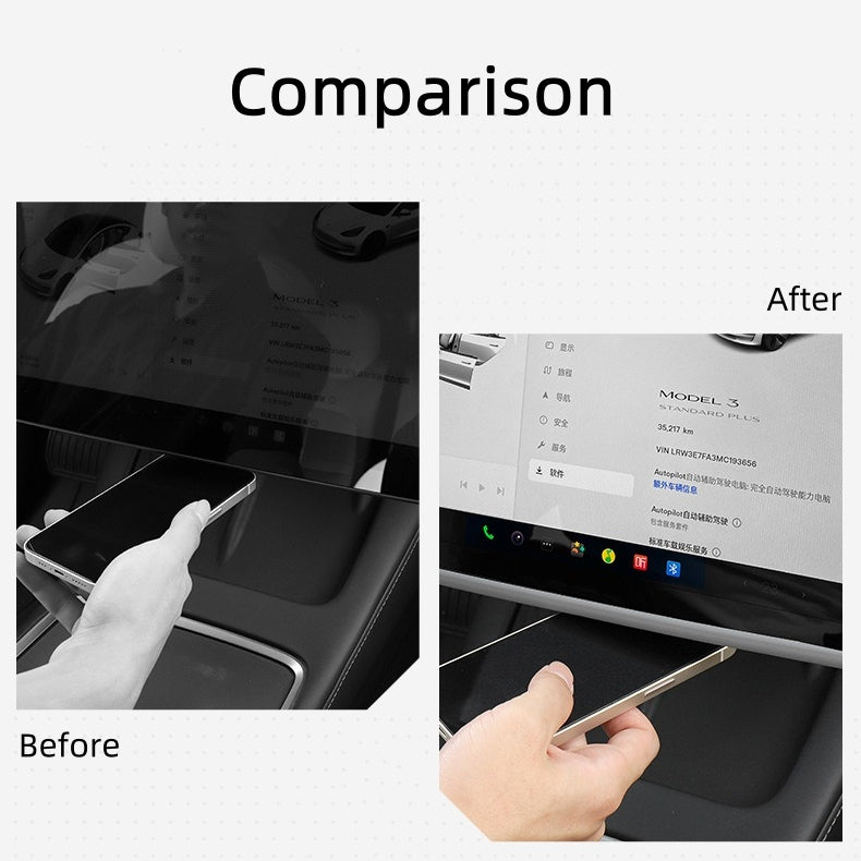 Vehicle Console Screen Protector Case with Storage for Tesla Model Y 2025, TPE