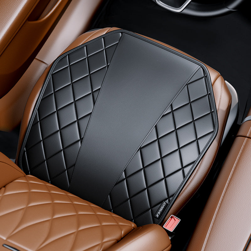 Car Seat Cushion with Anti-slip Silicone Pad, Leather