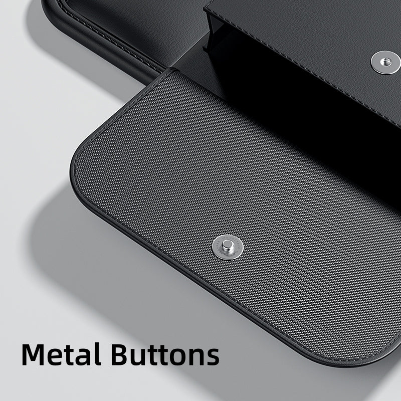 Car Sun Visor Organizer for Sunglasses and Cards, Leather, Black