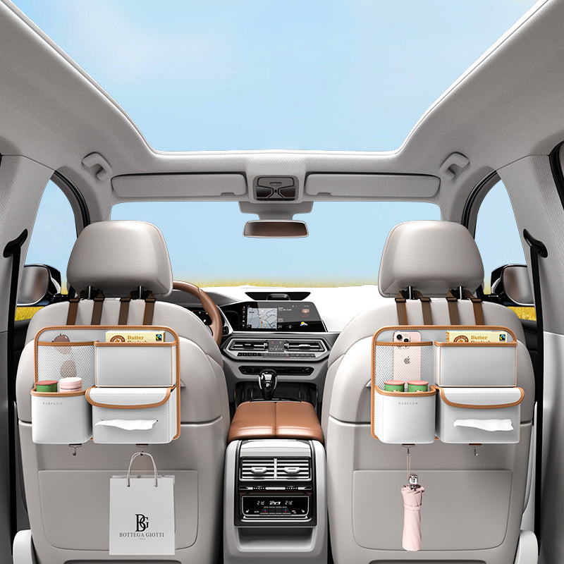 Multi-functional Car Organizer for Seat Back, PVC Leather