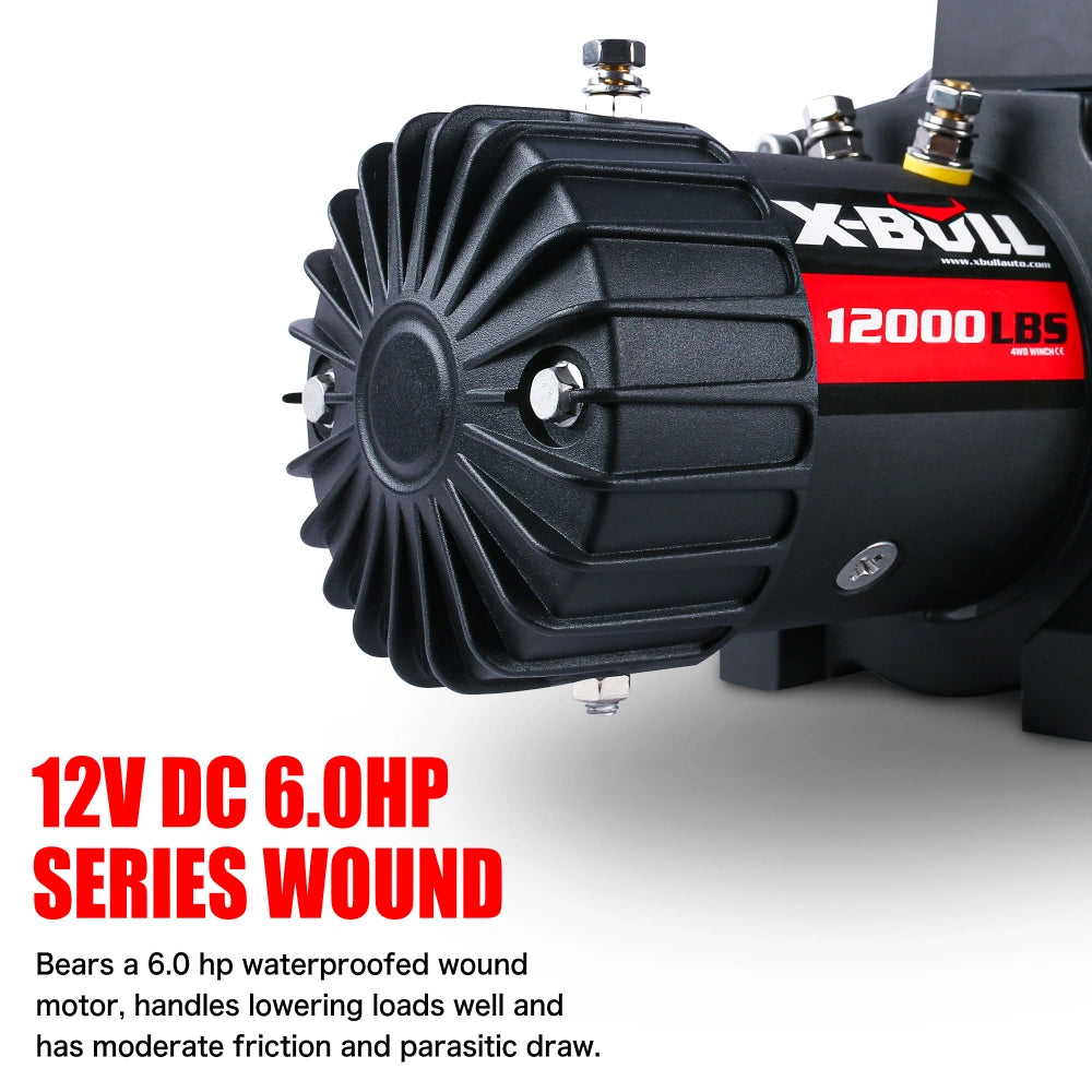 X-BULL Electric Winch with Steel Cable Wireless Remote, Off-Road 4WD, 12000 LBS, 12V DC, 6.0HP