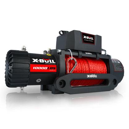 X-BULL Electric Winch with Synthetic Rope for Towing Truck Off Road, 10000 LBS Load Capacity, 12V, 5.6hp
