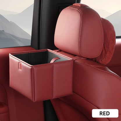 Foldable Trash Box Organizer with Strap for Car, Leather