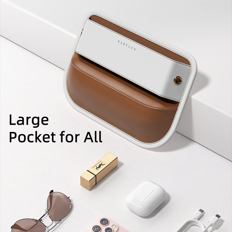 Multi-functional Side Pocket Organizer for Car Seats, Leather, Brown
