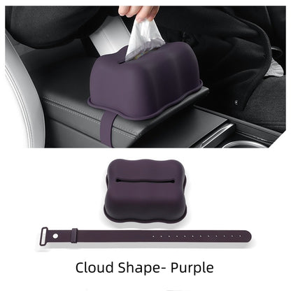 Waterproof Tissue Box Holder with Strap for Tesla Model 3/Y/X/S, Silicone