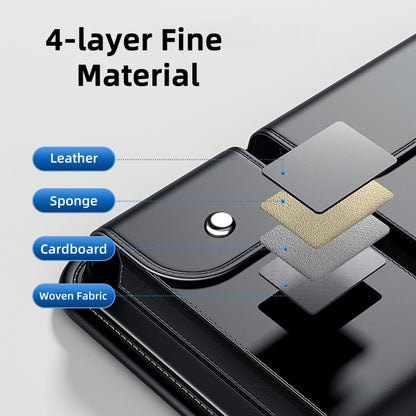 Car Sun Visor Organizer for Sunglasses and Cards, Leather, Black