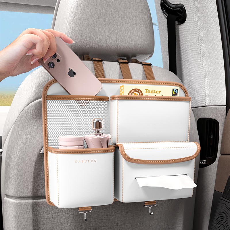 Multi-functional Car Organizer for Seat Back, PVC Leather