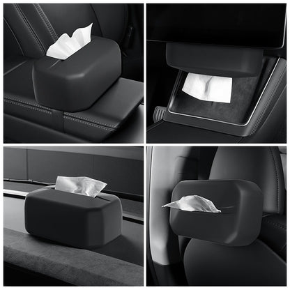 Waterproof Tissue Box Holder with Strap for Tesla Model Y, Silicone