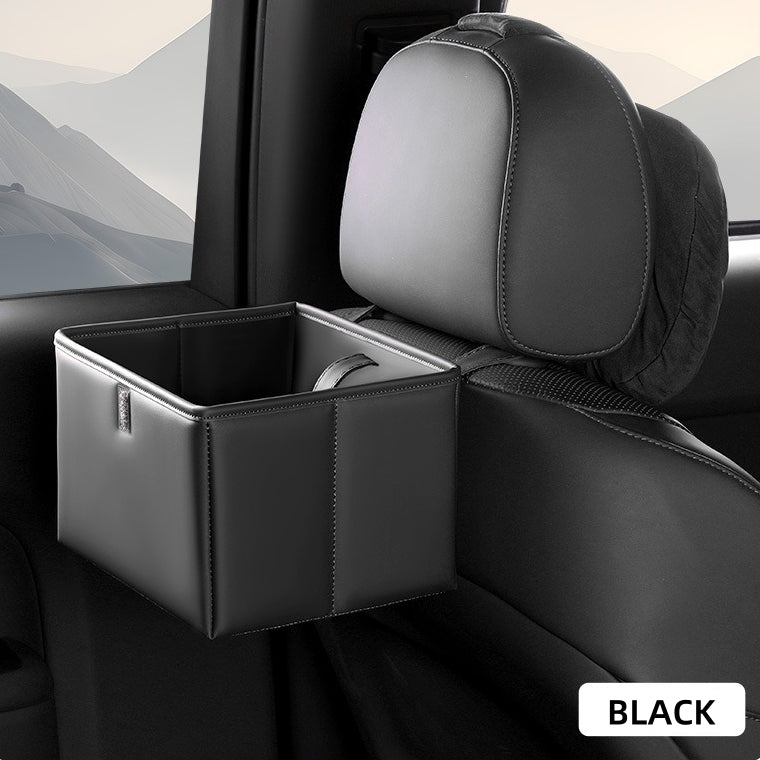 Foldable Trash Box Organizer with Strap for Car, Leather