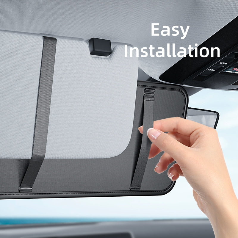 Car Sun Visor Organizer for Sunglasses and Cards, Leather, Black