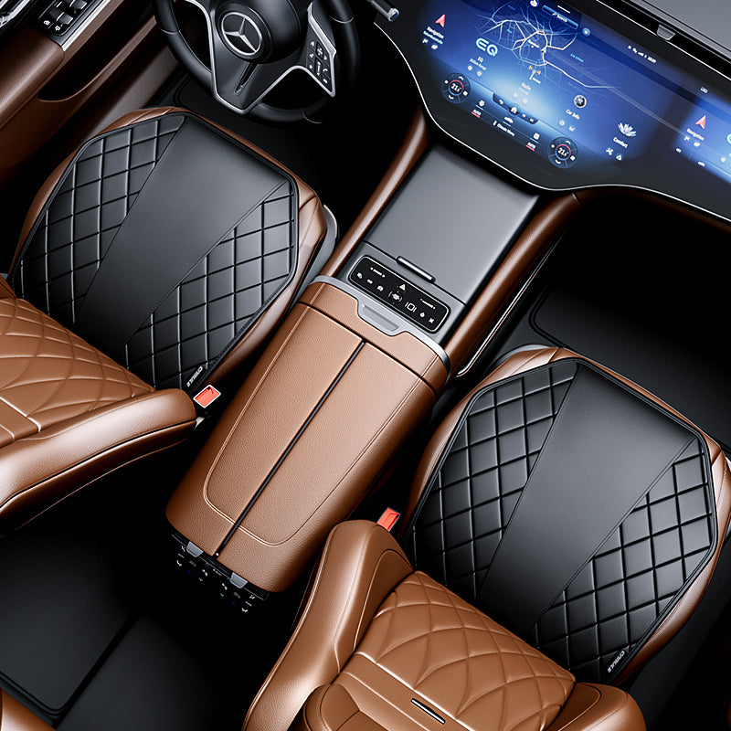 Car Seat Cushion with Anti-slip Silicone Pad, Leather