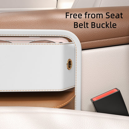 Multi-functional Side Pocket Organizer for Car Seats, Leather, Brown