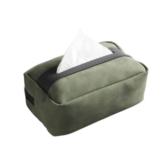 Tissue Box Holder with Zip and Strap for Car, Suede Leather