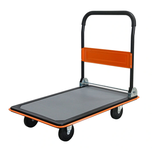 Foldable Heavy Duty Flatbed Cart for Loading, 660lbs Capacity, 360 Degree Swivel Wheels