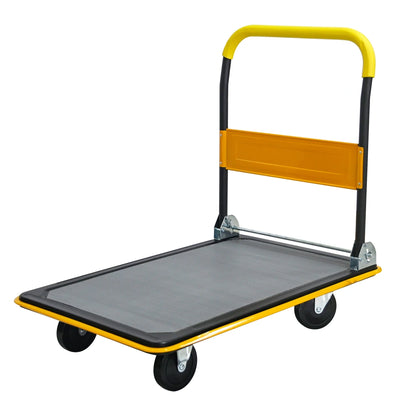 Foldable Heavy Duty Flatbed Cart for Loading, 660lbs Capacity, 360 Degree Swivel Wheels