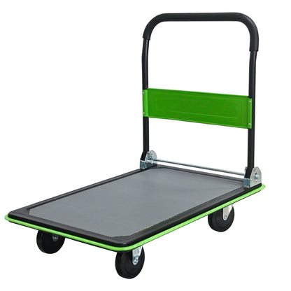 Foldable Heavy Duty Flatbed Cart for Loading, 660lbs Capacity, 360 Degree Swivel Wheels