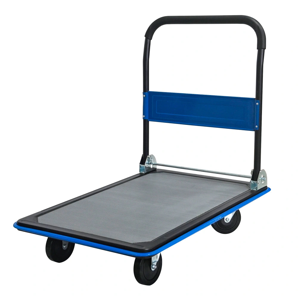 Foldable Heavy Duty Flatbed Cart for Loading, 660lbs Capacity, 360 Degree Swivel Wheels