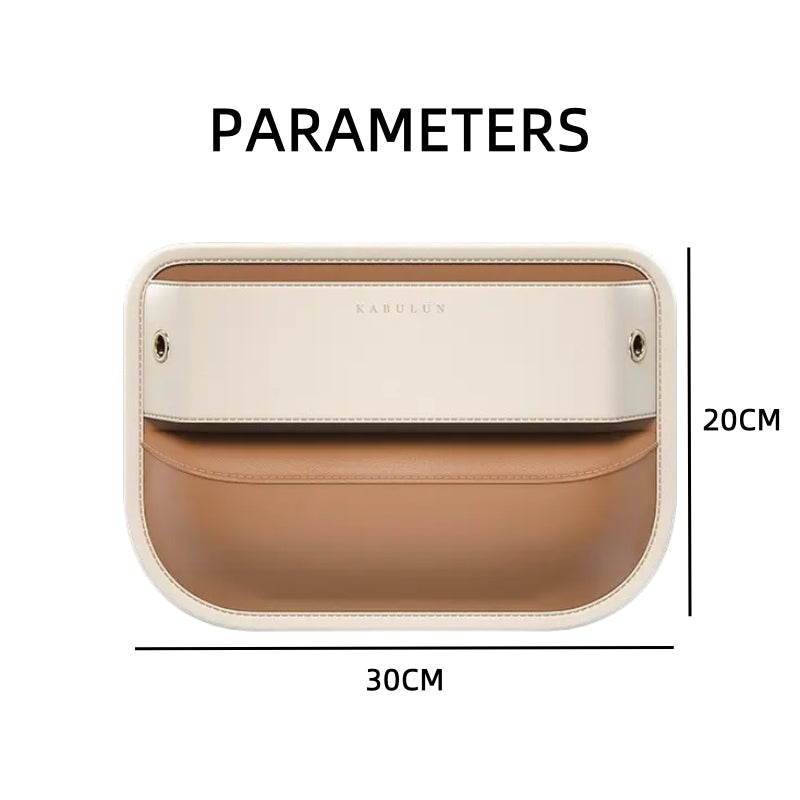 Multi-functional Side Pocket Organizer for Car Seats, Leather, Brown