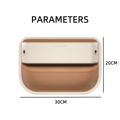 Multi-functional Side Pocket Organizer for Car Seats, Leather, Brown