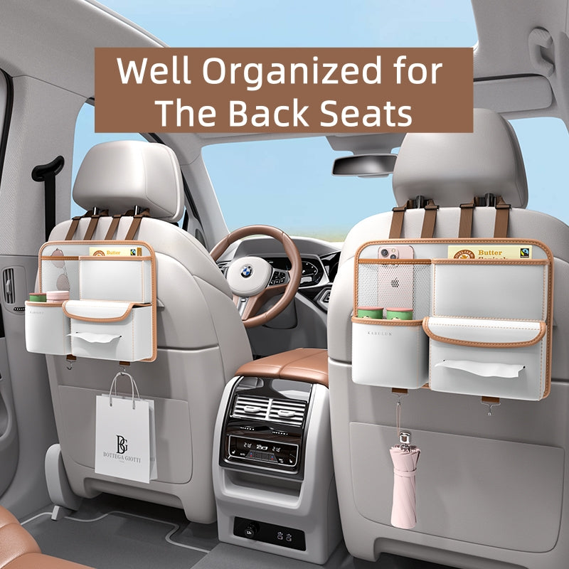 Multi-functional Car Organizer for Seat Back, PVC Leather