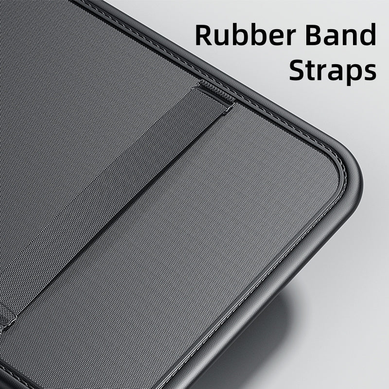 Car Sun Visor Organizer for Sunglasses and Cards, Leather, Black