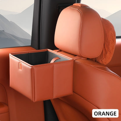 Foldable Trash Box Organizer with Strap for Car, Leather