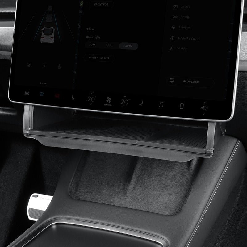 Center Console Screen Storage Box for Tesla Model Y and Model 3, ABS & Silicone