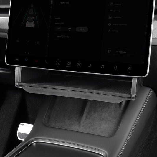 Center Console Screen Storage Box for Tesla Model Y and Model 3, ABS & Silicone