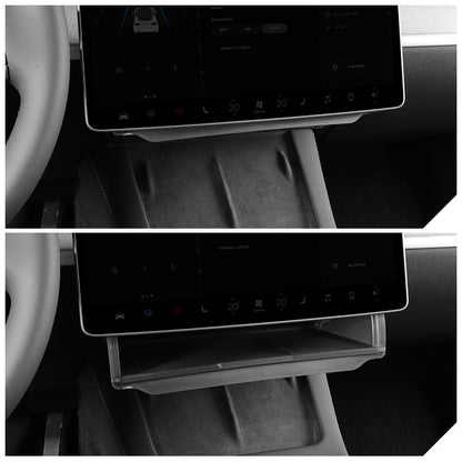 Center Console Screen Storage Box for Tesla Model Y and Model 3, ABS & Silicone
