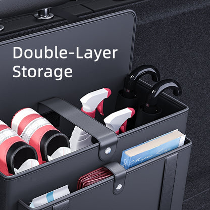 Foldable Double Layers Car Organizer Bag for Trunks, Black