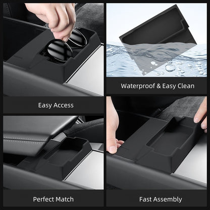 Vehicle Center Console Storage Tray for Tesla Model3/Y, Silicone