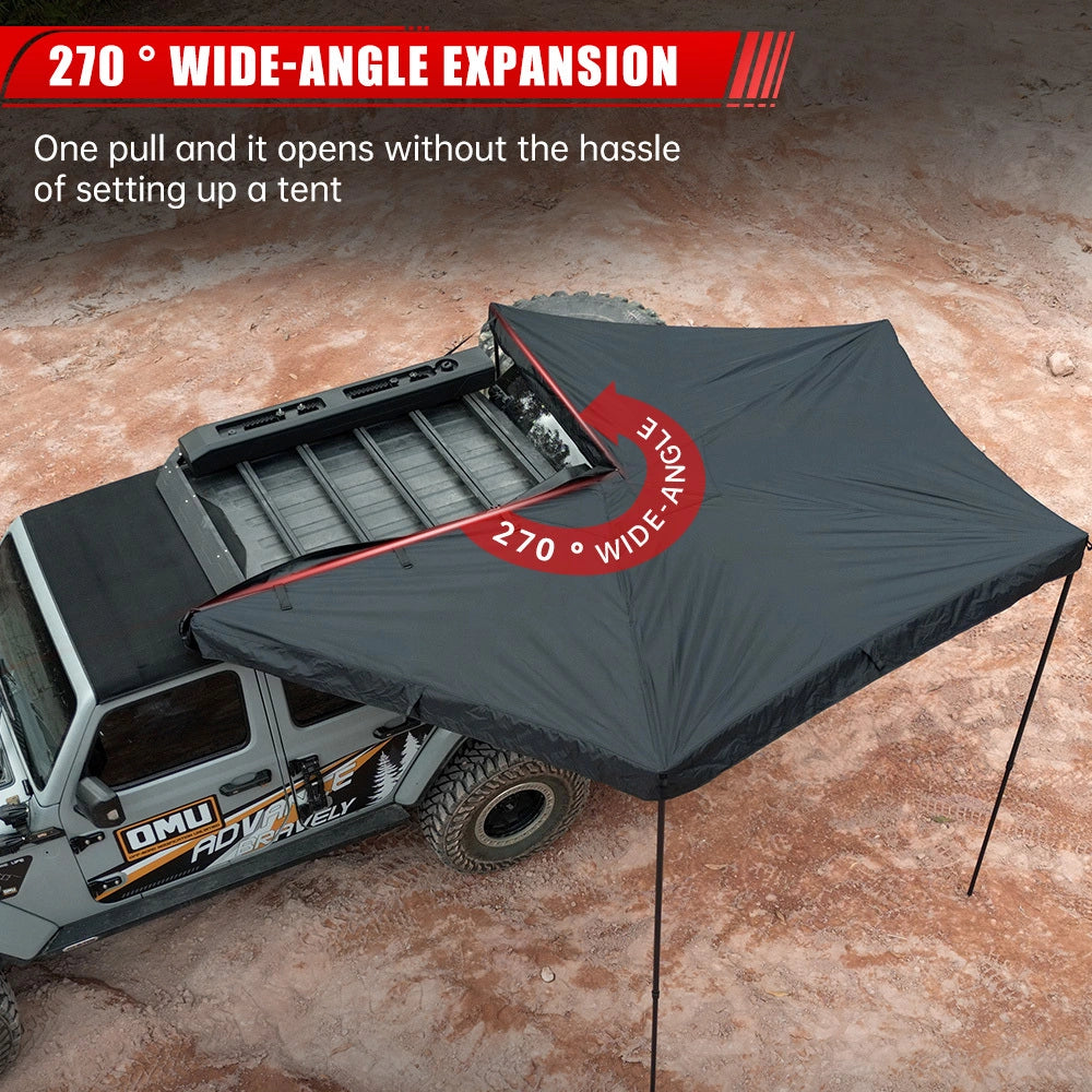Waterproof Batwing Awning Tent with Storage Bag for Vehicle, 270 Degree, Overland,  Oxford Fabric