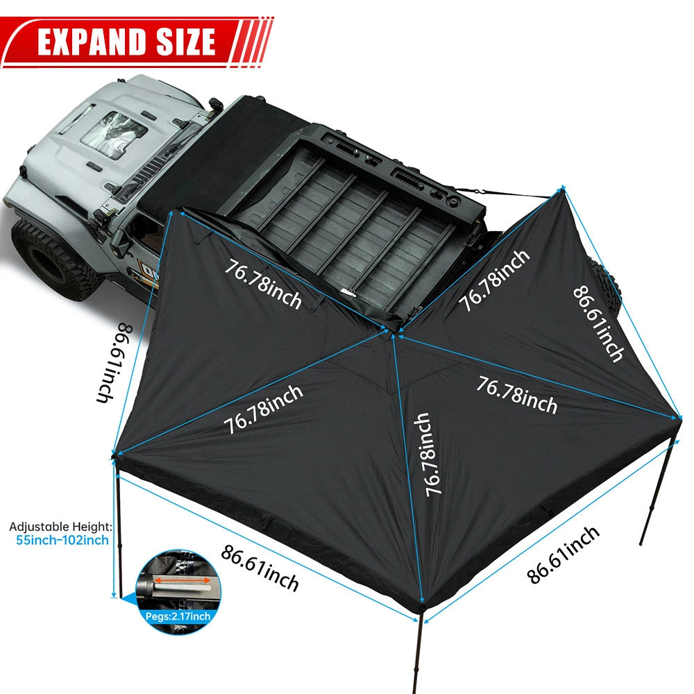 Waterproof Batwing Awning Tent with Storage Bag for Vehicle, 270 Degree, Overland,  Oxford Fabric