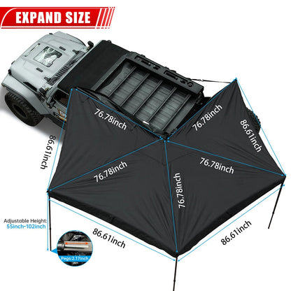 Waterproof Batwing Awning Tent with Storage Bag for Vehicle, 270 Degree, Overland,  Oxford Fabric